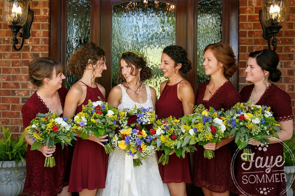 Bride with bridesmaids captured by Dayton Ohio Wedding Photographer 
