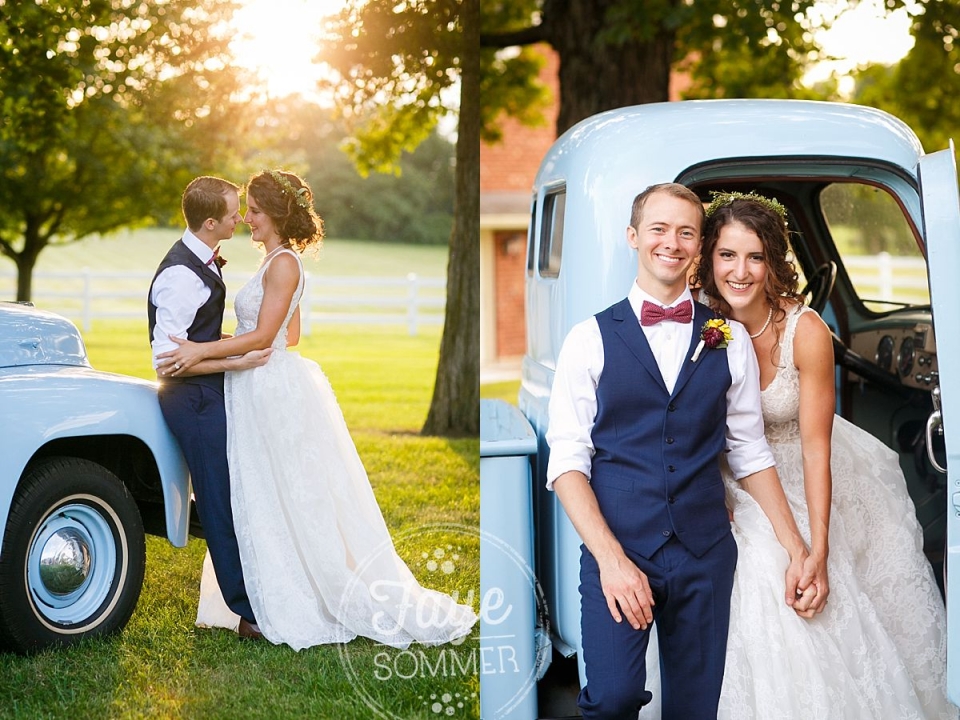 Bride and groom at sunset by Dayton Ohio Wedding Photographer